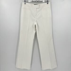 Lafayette 148 New York Straight Leg White Trousers Pants Mid Rise Women’s Size 8